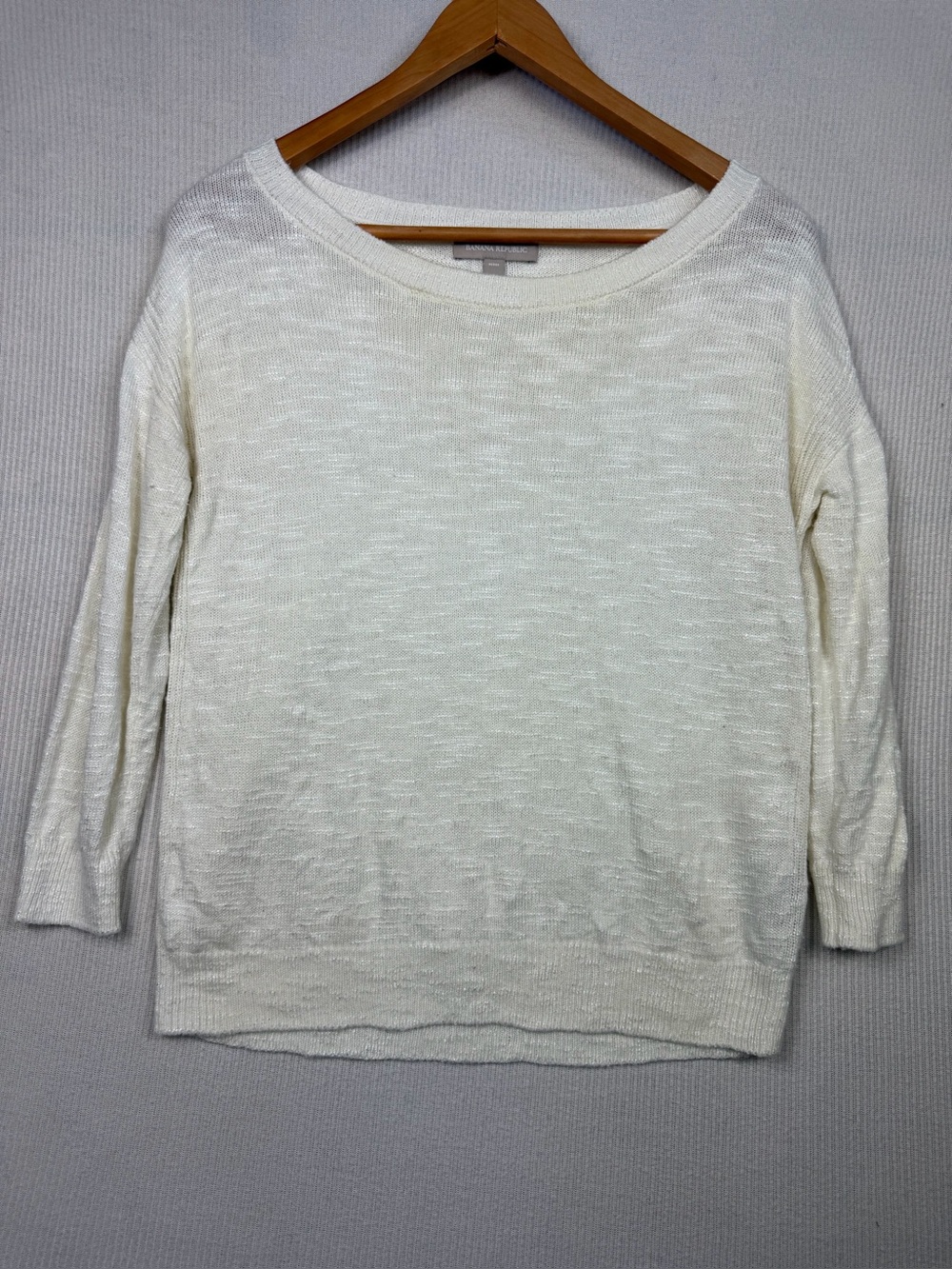 Banana Republic Ivory Lightweight Linen Blend Knit Sweater Women’s Petite Small